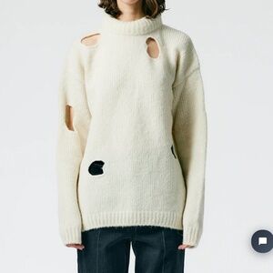 Tibi Trou Trou Alpaca Sweater  Ecru Small NWT